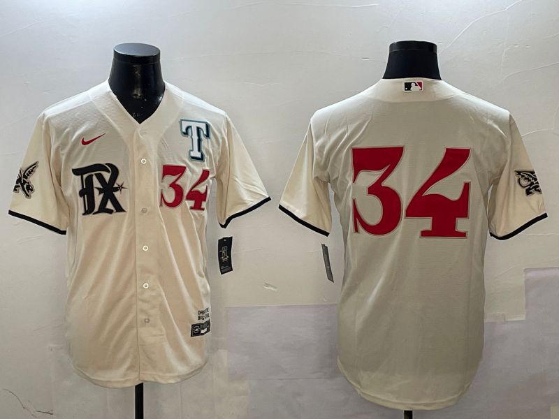 Men Texas Rangers 34 No Name Cream City Edition Game Nike 2025 MLB Jersey style 2